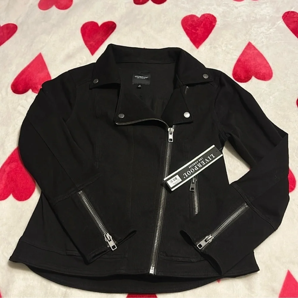 Liverpool Full Zip Black Denim Jacket NWT | Liverpool Zip-Up Jacket Size Small - - Picture 8 of 8